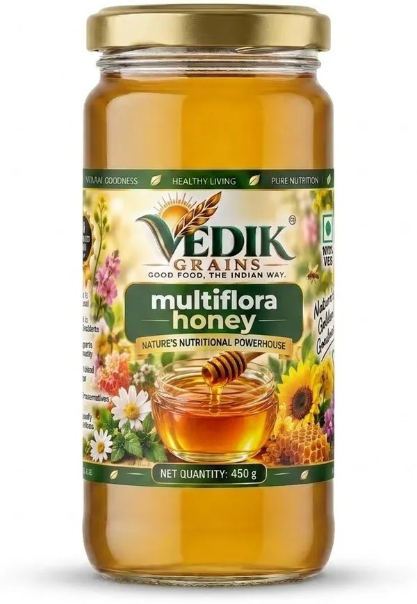 Vedik_Grains_Multiflora_Honey_|_Pure_&_Natural_Honey_|_Filtered_Honey_(450_g)