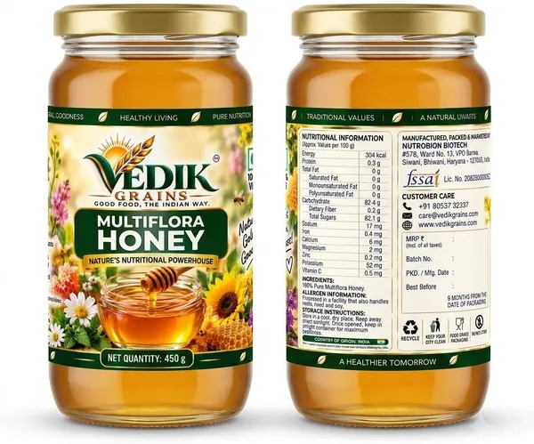Vedik_Grains_Multiflora_Honey_|_Pure_&_Natural_Honey_|_Filtered_Honey_(450_g)