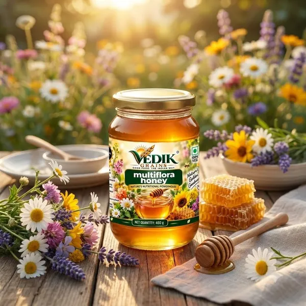 Vedik_Grains_Multiflora_Honey_|_Pure_&_Natural_Honey_|_Filtered_Honey_(450_g)