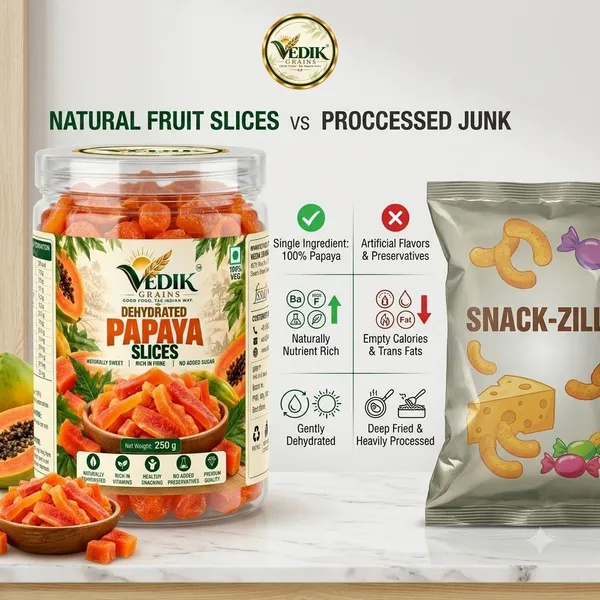 Vedik_Grains_Dried_Papaya_Slices_-_Freeze_Dried_Fruits,_Tropical_Fruit_Chips,_Snack_Pack_Papaya_(1_x_250_g)