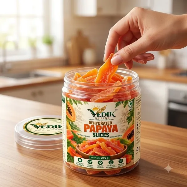 Vedik_Grains_Dried_Papaya_Slices_-_Freeze_Dried_Fruits,_Tropical_Fruit_Chips,_Snack_Pack_Papaya_(1_x_250_g)
