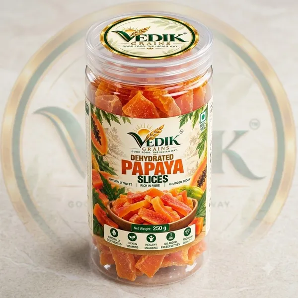 Vedik_Grains_Dried_Papaya_Slices_-_Freeze_Dried_Fruits,_Tropical_Fruit_Chips,_Snack_Pack_Papaya_(1_x_250_g)