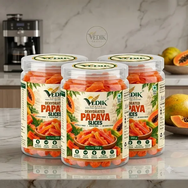 Vedik_Grains_Dried_Papaya_Slices_-_Freeze_Dried_Fruits,_Tropical_Fruit_Chips,_Snack_Pack_Papaya_(1_x_250_g)