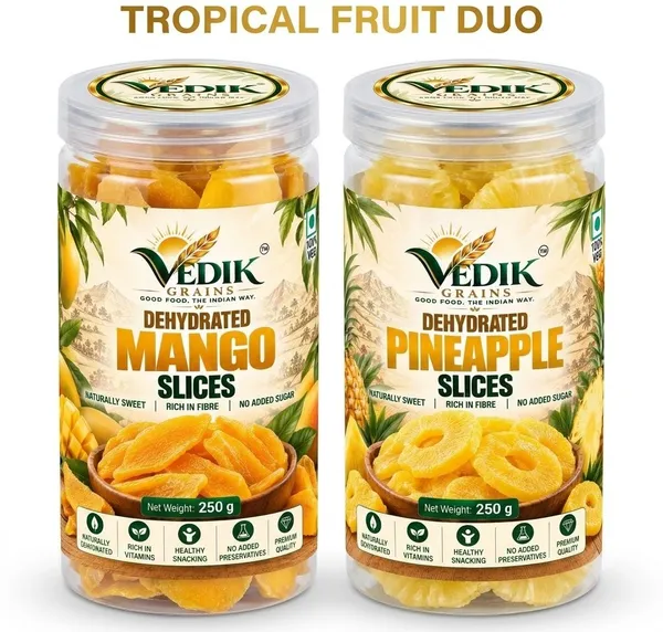 Vedik_Grains_Dried_Fruits_Combo_-_Mango_Pineapple,_Freeze_Dried_Tropical_Fruit_Snack_Pack_Assorted_Fruit_(2_x_250_g)