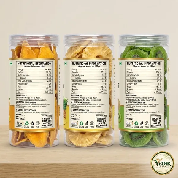 Vedik_Grains_Dried_Fruit_Mix_-_Mango_Pineapple_Kiwi,_Freeze_Dried_Fruits,_Tropical_Snack_Assorted_Fruit_(3_x_250_g)