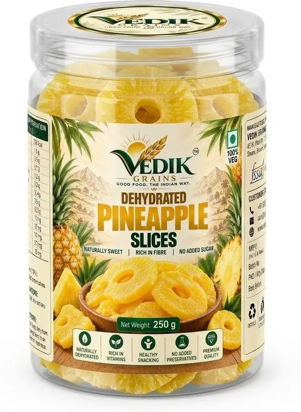 Vedik_Grains_Pineapple_Fruit_Chips_-_Freeze_Dried_Fruits,_Sweet_Tangy_Dried_Fruit_Snack_Pineapple_(1_x_250_g)