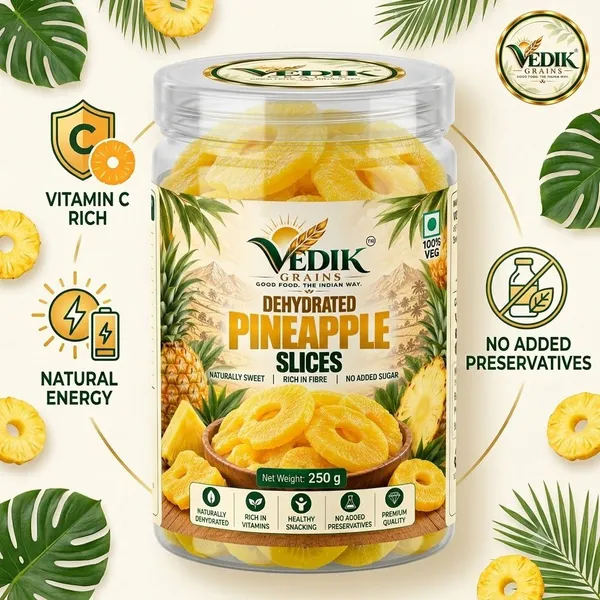 Vedik_Grains_Pineapple_Fruit_Chips_-_Freeze_Dried_Fruits,_Sweet_Tangy_Dried_Fruit_Snack_Pineapple_(1_x_250_g)