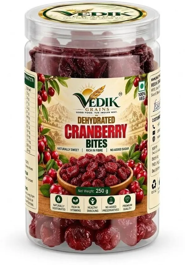 Vedik_Grains_Dry_CranBerries_Snack_-_Freeze_Dried_Cranberries,_Dried_Fruits_Mix,_Fruit_Bites_Cranberries_(1_x_250_g)