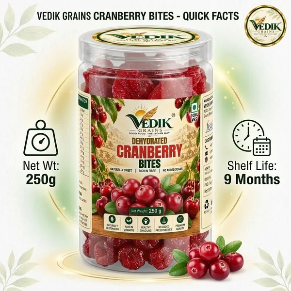 Vedik_Grains_Dry_CranBerries_Snack_-_Freeze_Dried_Cranberries,_Dried_Fruits_Mix,_Fruit_Bites_Cranberries_(1_x_250_g)