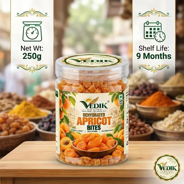 Vedik_Grains_Freeze_Dried_Apricot_Bites_-_Dried_Fruits_Mix,_Healthy_Teatime_Fruit_Snack_Apricots_(1_x_250_g)