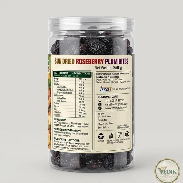 Vedik_Grains_Rosebery_Plum_-_Natural_Dried_Fruits,_Freeze_Dried_Snack,_Plum_Fruit_Bites_Plums_(1_x_250_g)