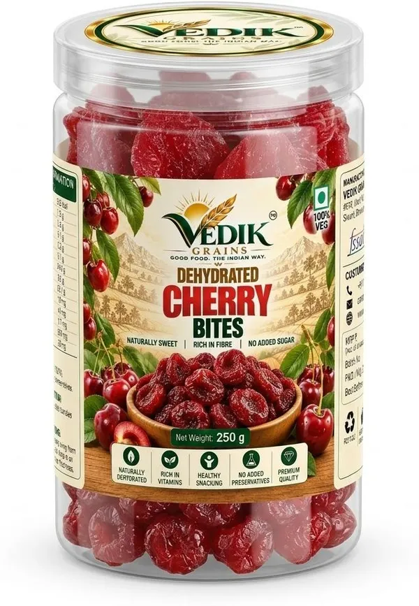 Vedik_Grains_Dried_Cherry_Bites_-_Freeze_Dried_Fruits,_Fruit_Mix_Snack,_Sweet_Fruit_Treat_Cherries_(1_x_250_g)