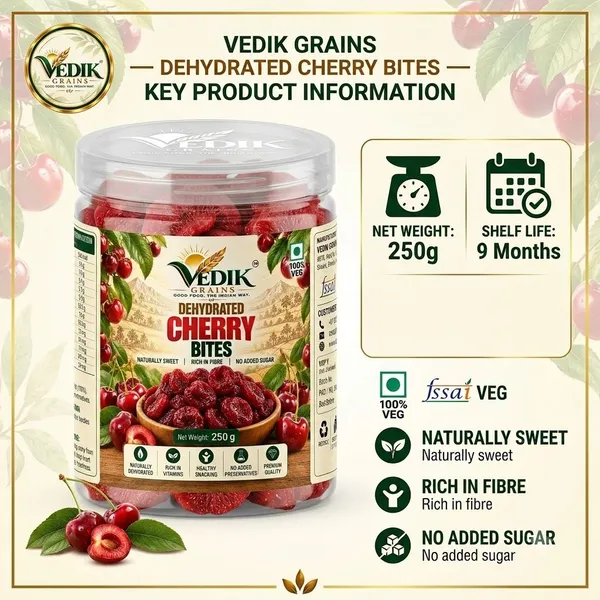 Vedik_Grains_Dried_Cherry_Bites_-_Freeze_Dried_Fruits,_Fruit_Mix_Snack,_Sweet_Fruit_Treat_Cherries_(1_x_250_g)