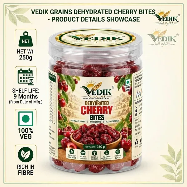 Vedik_Grains_Dried_Cherry_Bites_-_Freeze_Dried_Fruits,_Fruit_Mix_Snack,_Sweet_Fruit_Treat_Cherries_(1_x_250_g)