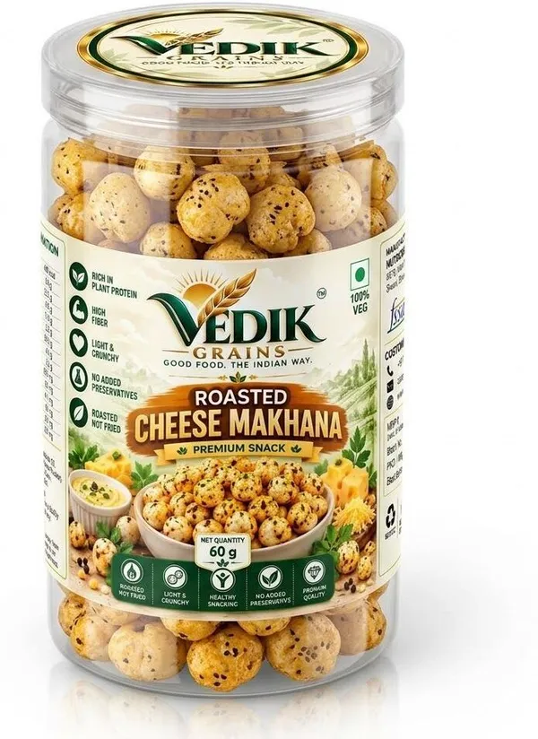 Vedik_Grains_Roasted_Cheese_Makhana|Cheese_Flavoured_Fox_Nuts|60g_Roasted_Makhana_(60_g)