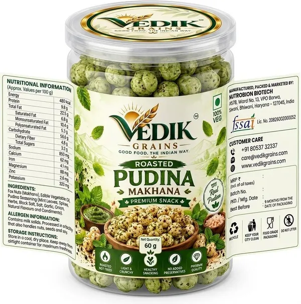 Vedik_Grains_Roasted_Pudina_Makhana|Mint_Flavoured_Fox_Nuts|60g_Roasted_Makhana_(60_g)