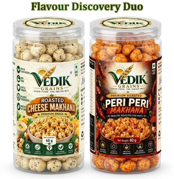 Vedik_Grains_Roasted_Makhana_Combo|Cheese_&_Peri_Peri_Fox_Nuts|120g_Roasted_Makhana_(2_x_60_g)