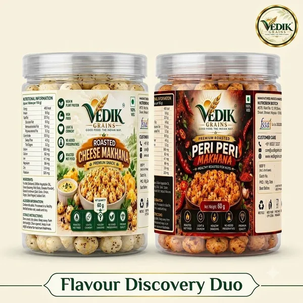 Vedik_Grains_Roasted_Makhana_Combo|Cheese_&_Peri_Peri_Fox_Nuts|120g_Roasted_Makhana_(2_x_60_g)