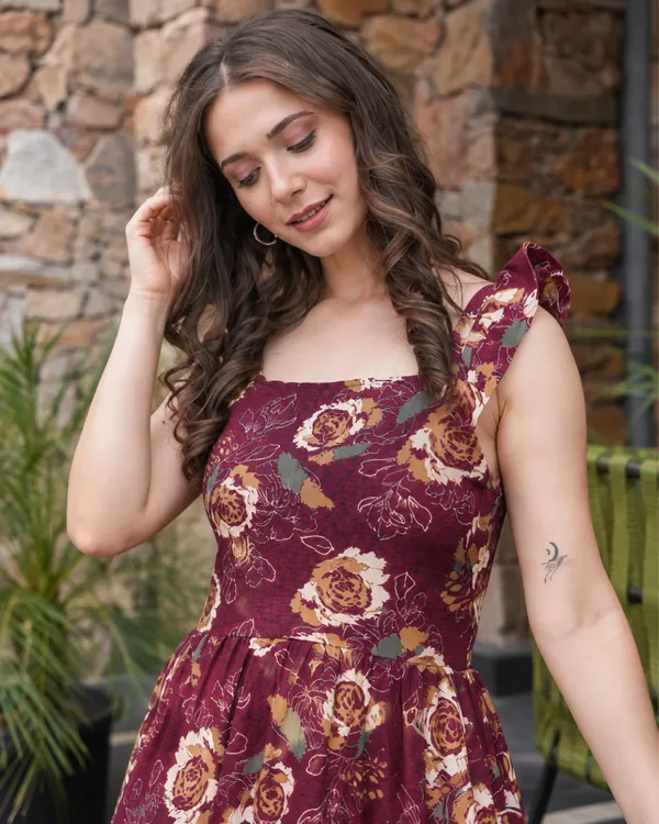 Plum_Rosette_Flared_Dress