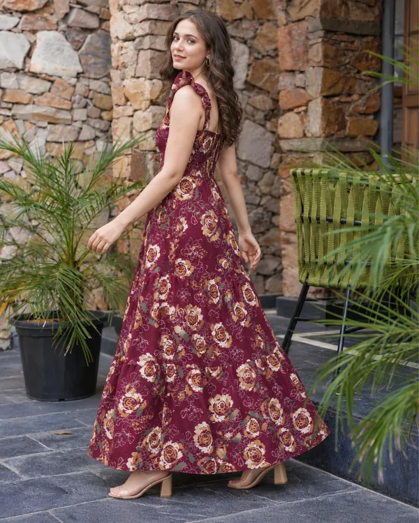 Plum_Rosette_Flared_Dress