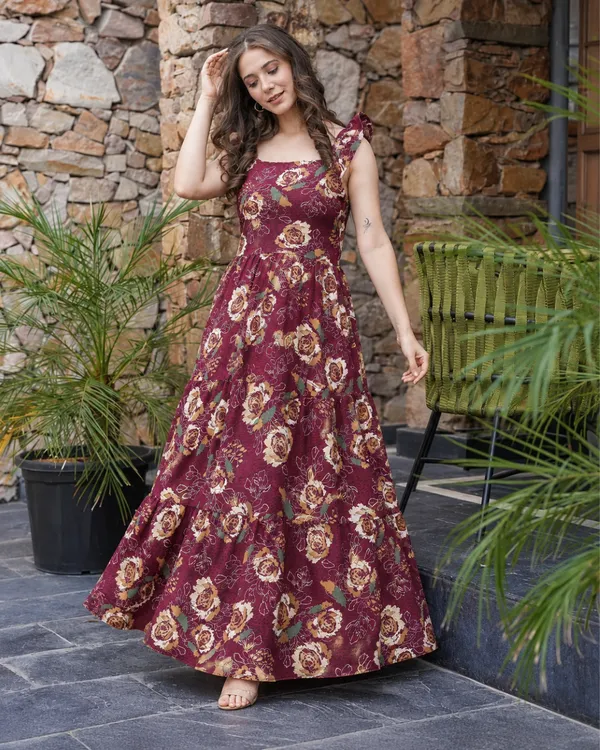 Plum_Rosette_Flared_Dress