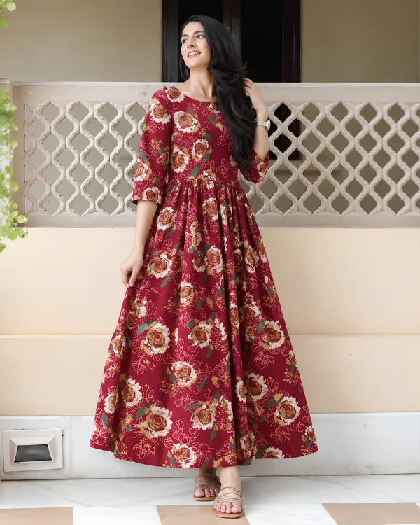 Vintage_Rosewood_Pleated_Gown