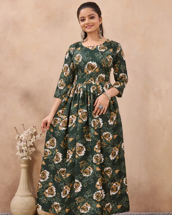 Emerald_Rosette_Flared_Gown