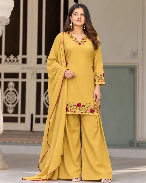 Mustard_Ochre_Floral_Embroidered_Farshi_Salwar_Suit