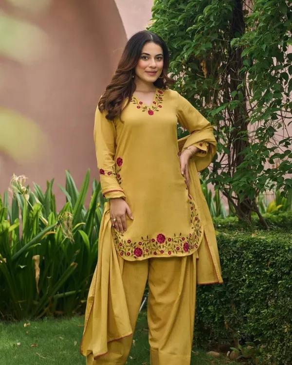 Mustard_Ochre_Floral_Embroidered_Farshi_Salwar_Suit