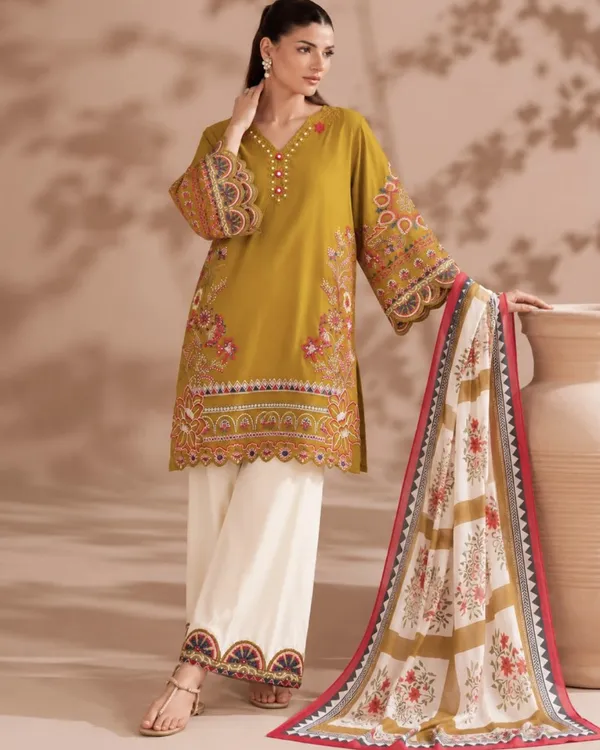 Olive_Gold_Embroidered_Kurta_With_Scalloped_Palazzo_Set