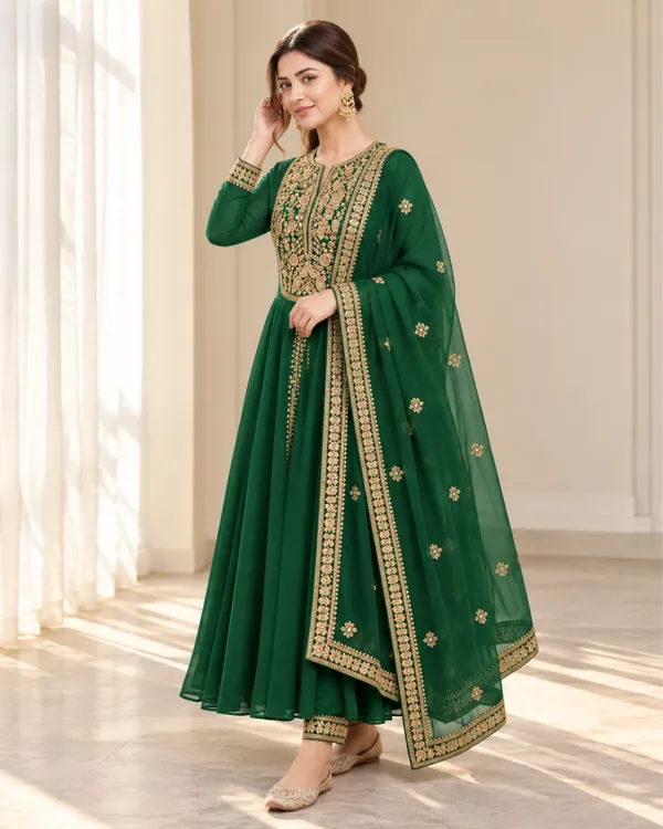 Emerald_Green_Zari_Embroidered_Flared_Silk_Anarkali_Gown_Set