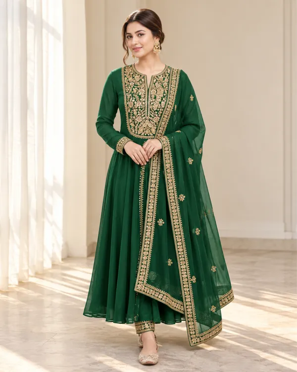 Emerald_Green_Zari_Embroidered_Flared_Silk_Anarkali_Gown_Set