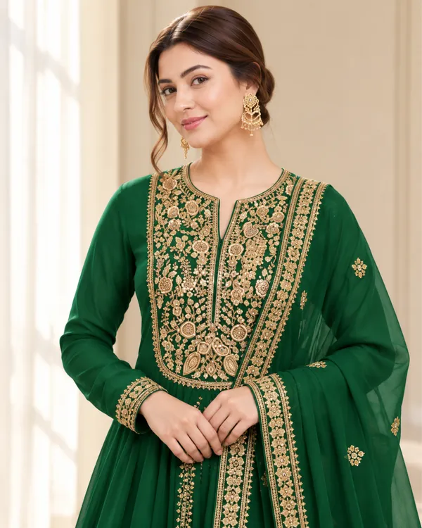 Emerald_Green_Zari_Embroidered_Flared_Silk_Anarkali_Gown_Set