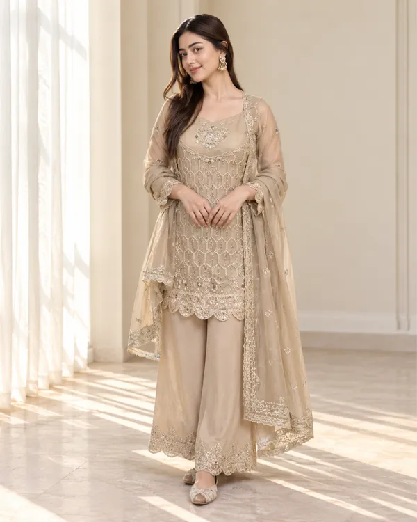 Champagne_Beige_Gold_Crush_Embroidered_3_Piece_Palazzo_Set