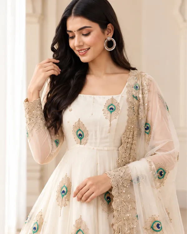 Ivory_Pearl_Royal_Peacock_Embroidered_Flared_Silk_Gown_Set