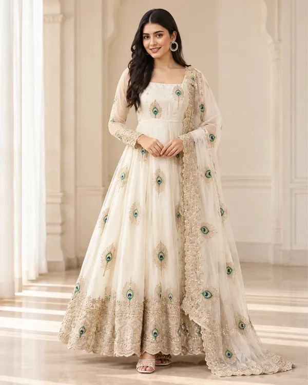 Ivory_Pearl_Royal_Peacock_Embroidered_Flared_Silk_Gown_Set