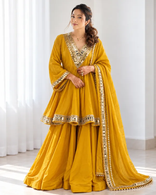 Haldi_Mustard_Real_Mirror_Work_Pure_Chinon_Silk_Sharara_Set