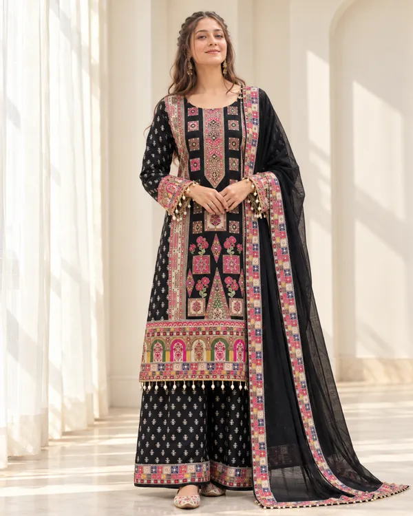 Onyx_Black_Digital_Print_Chinon_Silk_Kurta_Palazzo_Set