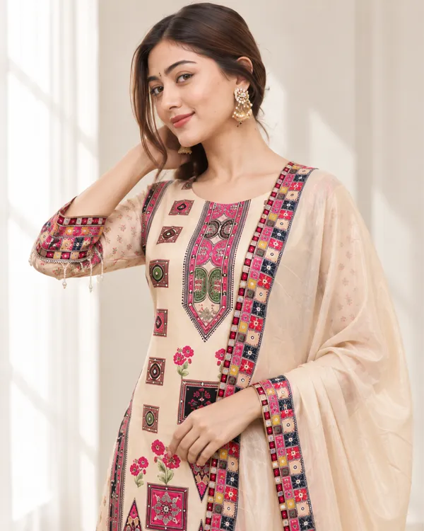 Beige_Ivory_Digital_Print_Chinon_Silk_Kurta_Palazzo_Set