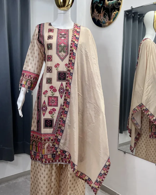 Beige_Ivory_Digital_Print_Chinon_Silk_Kurta_Palazzo_Set
