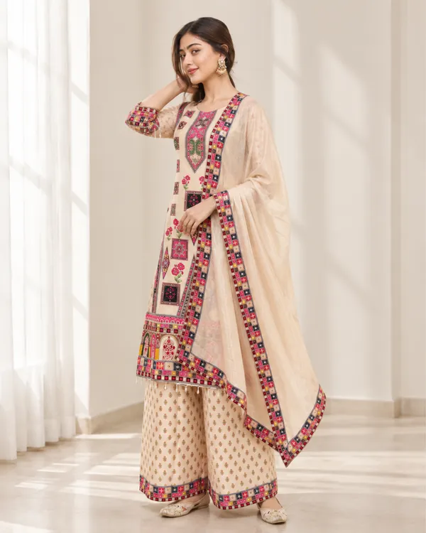 Beige_Ivory_Digital_Print_Chinon_Silk_Kurta_Palazzo_Set