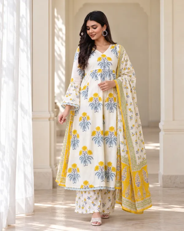 Ivory_Floral_Boota_Muslin_Flared_Anarkali_Palazzo_Set