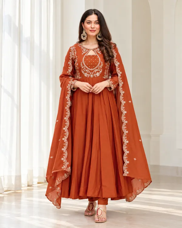 Rust_Terracotta_Keyhole_Embroidered_Silk_Anarkali_Suit