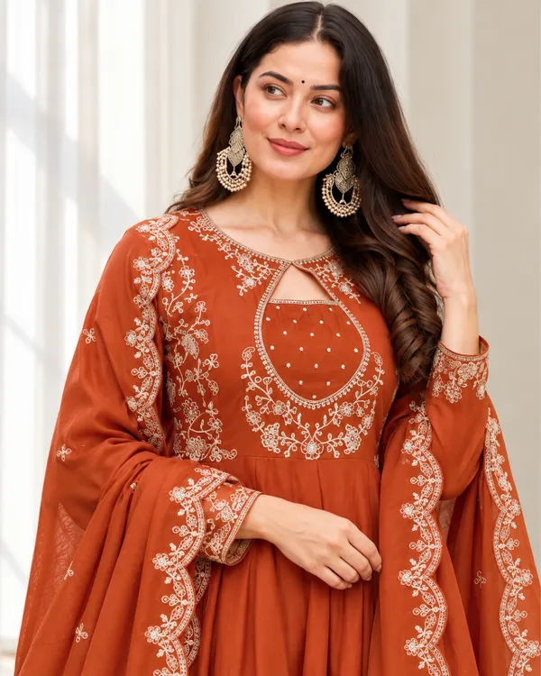 Rust_Terracotta_Keyhole_Embroidered_Silk_Anarkali_Suit