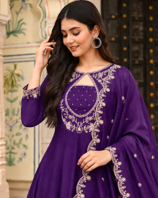 Royal_Purple_Keyhole_Embroidered_Silk_Anarkali_Suit