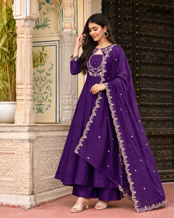 Royal_Purple_Keyhole_Embroidered_Silk_Anarkali_Suit