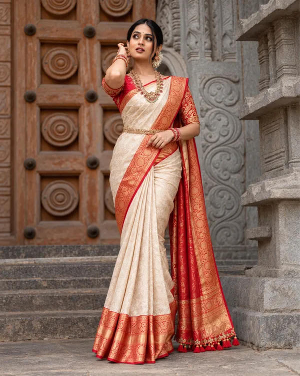 Off_White_Red_Lichi_Silk_Saree_Default_Title