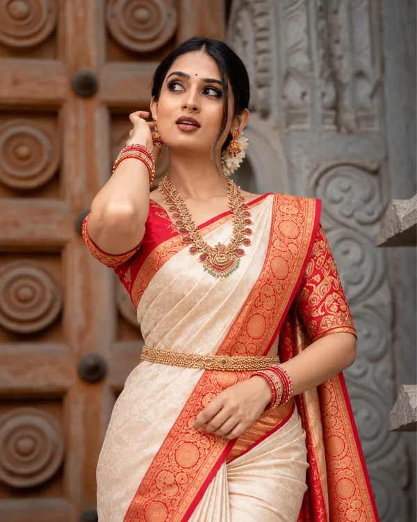 Off_White_Red_Lichi_Silk_Saree_Default_Title