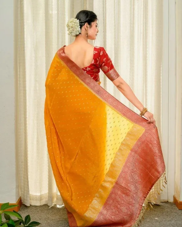 Mustard_Coral_Lichi_Silk_Saree_Default_Title