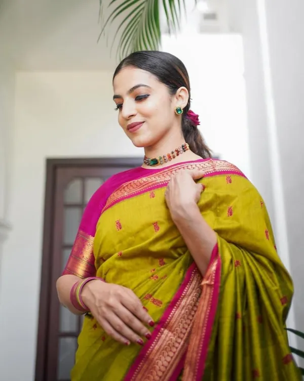 Lime_Rani_Pink_Lichi_Silk_Saree_Default_Title
